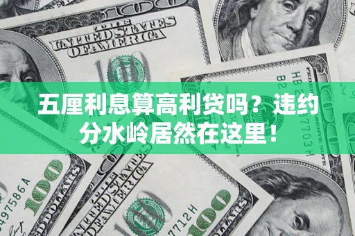 武汉五厘利息算高利贷吗？违约分水岭居然在这里！